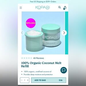 Kopari organic coconut melt refill
